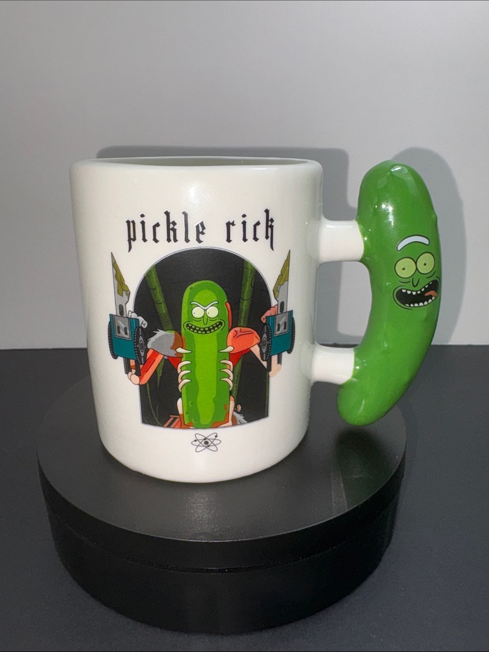 Pickle Rick Mug with Green Pickle Handle